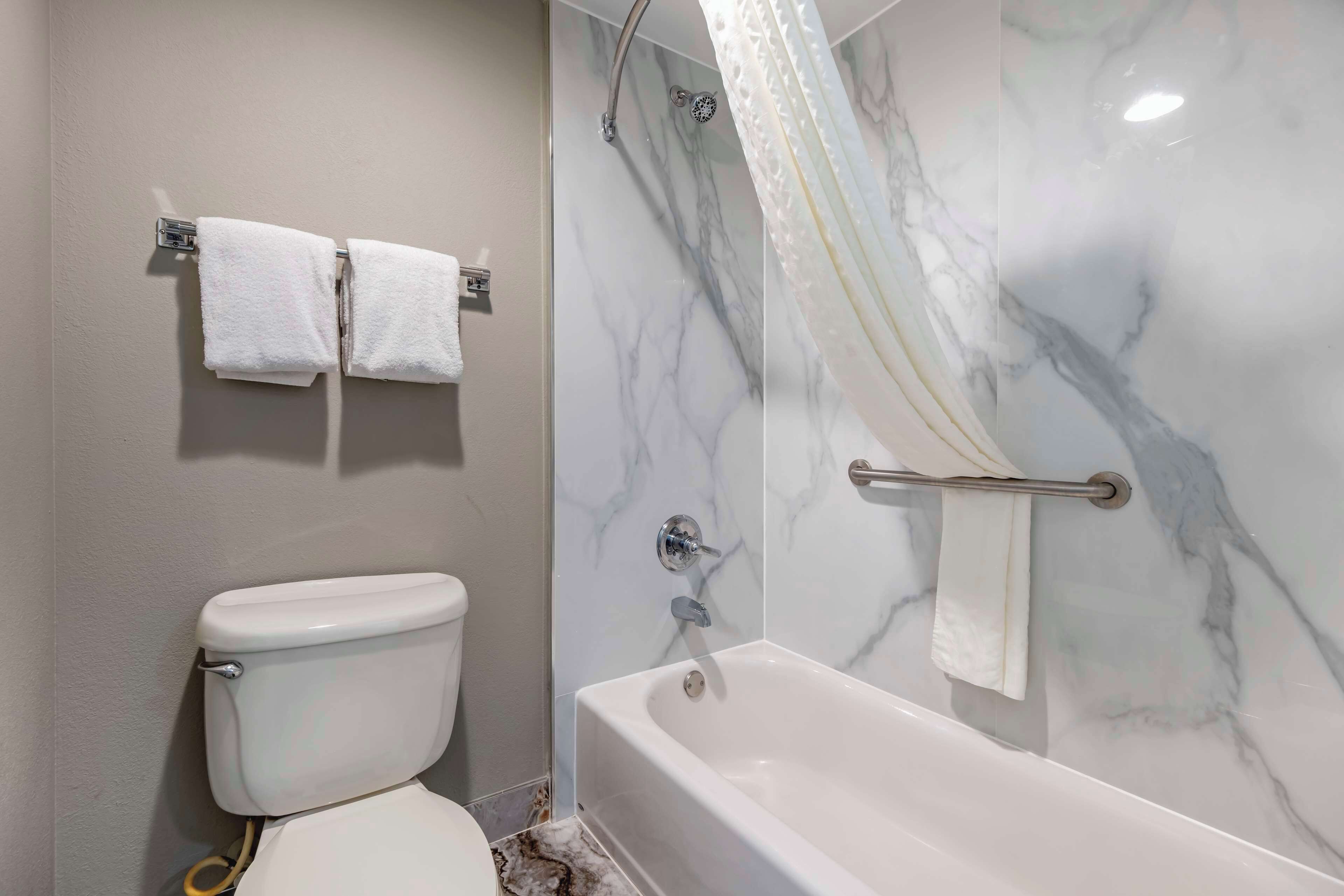 standard room, 1 king bed with sofa bed, non smoking, refrigerator & microwave (with sofabed) | bathroom | combined shower/bathtub, free toiletries, hair dryer, towels