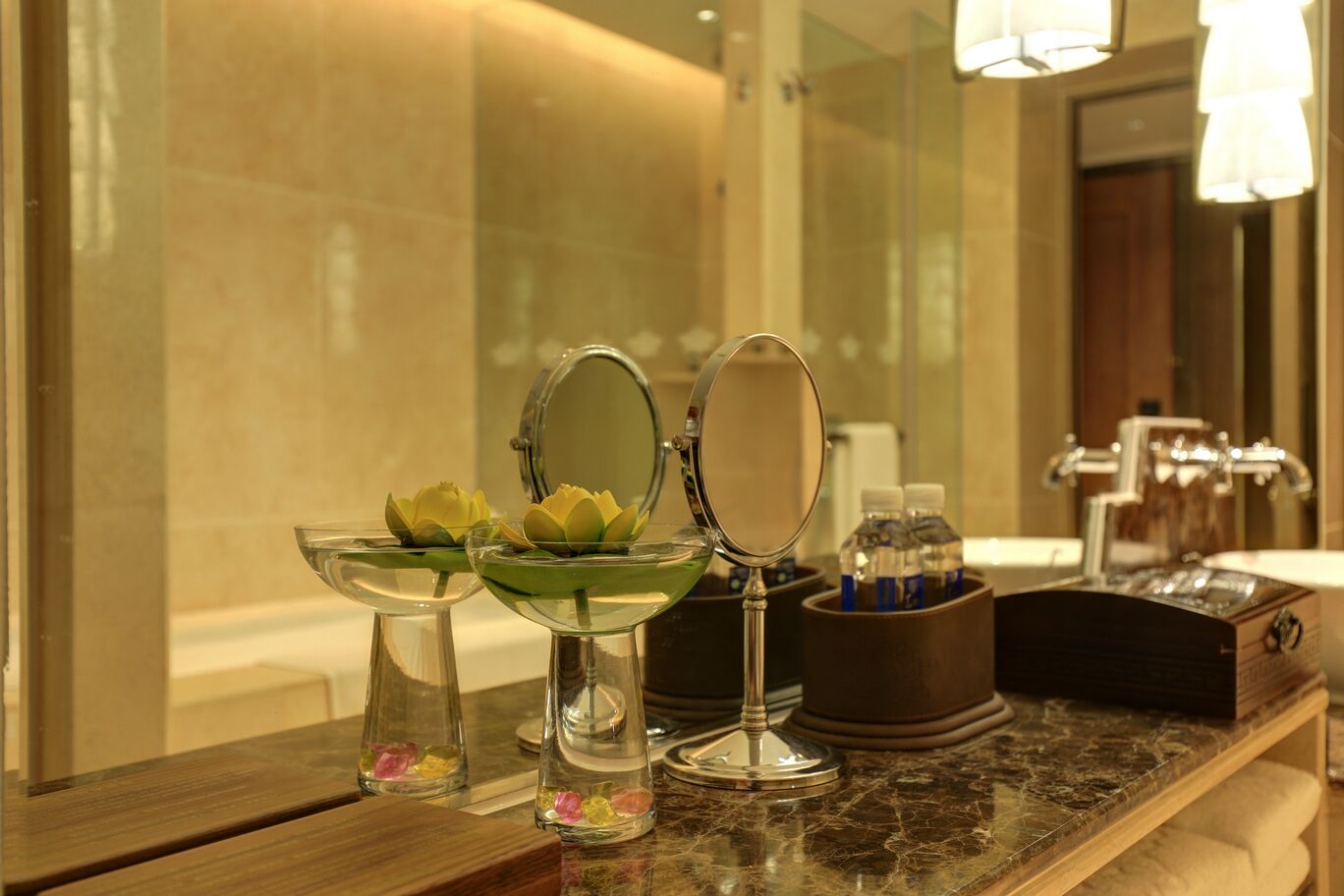 standard twin room | bathroom | separate bathtub and shower, rainfall showerhead, designer toiletries