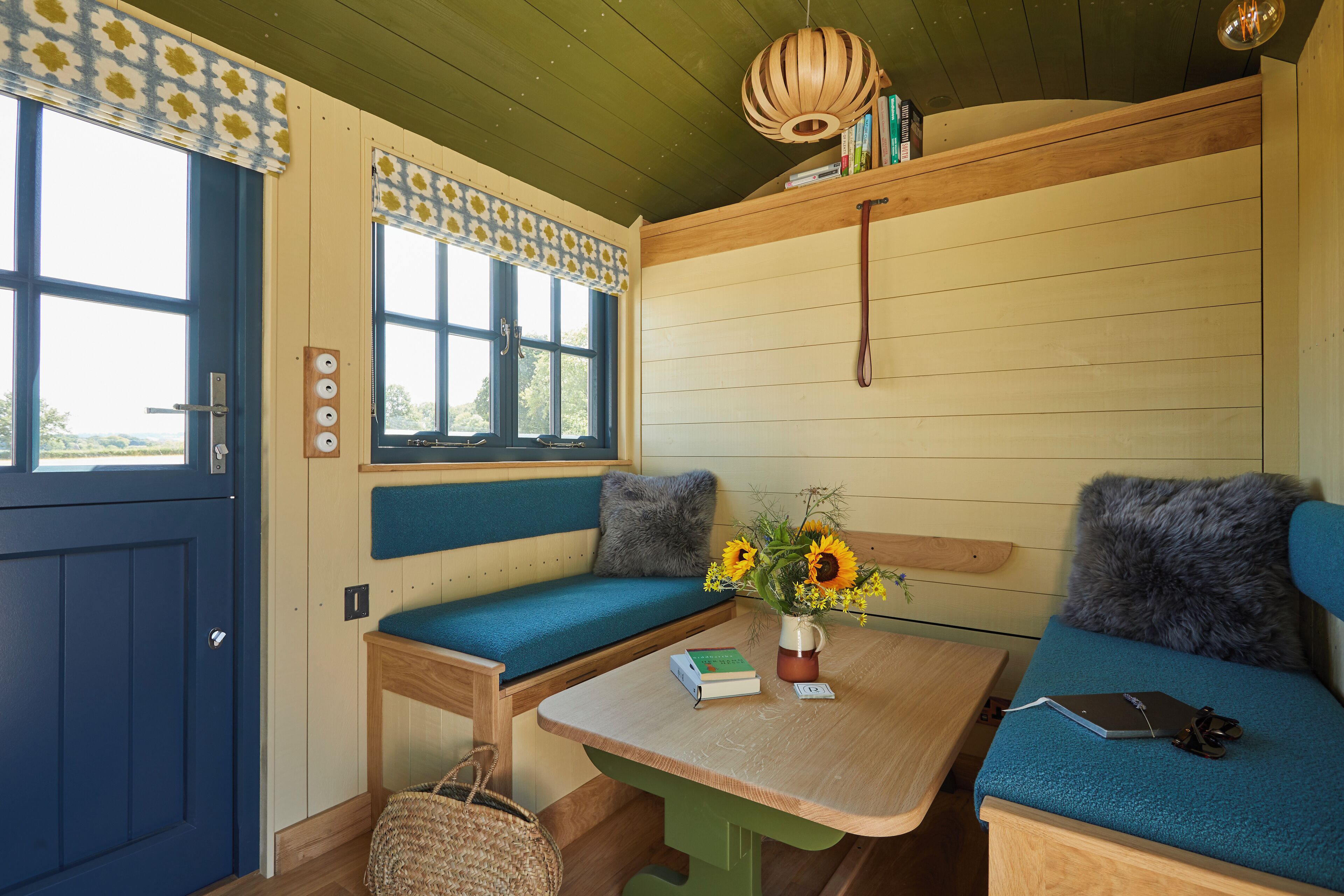 family suite (woodland, luxury shepherd hut) | living area | 30-inch tv with digital channels
