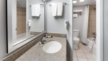 Bathtub, deep-soaking bathtub, free toiletries, hair dryer