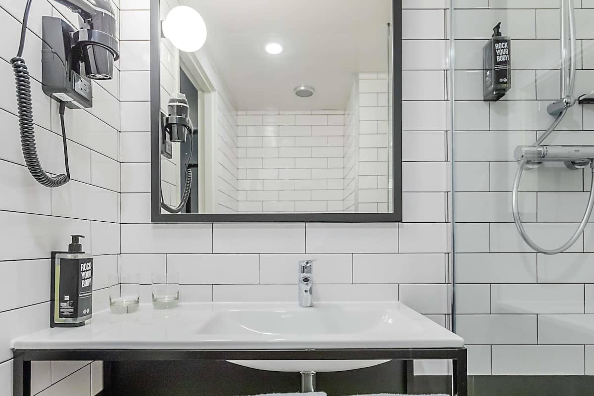 desk, laptop workspace, blackout curtains, free wifi