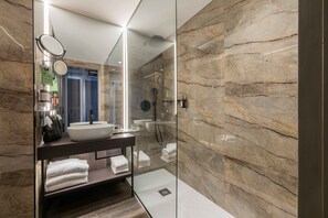 Hair dryer, bidet, towels