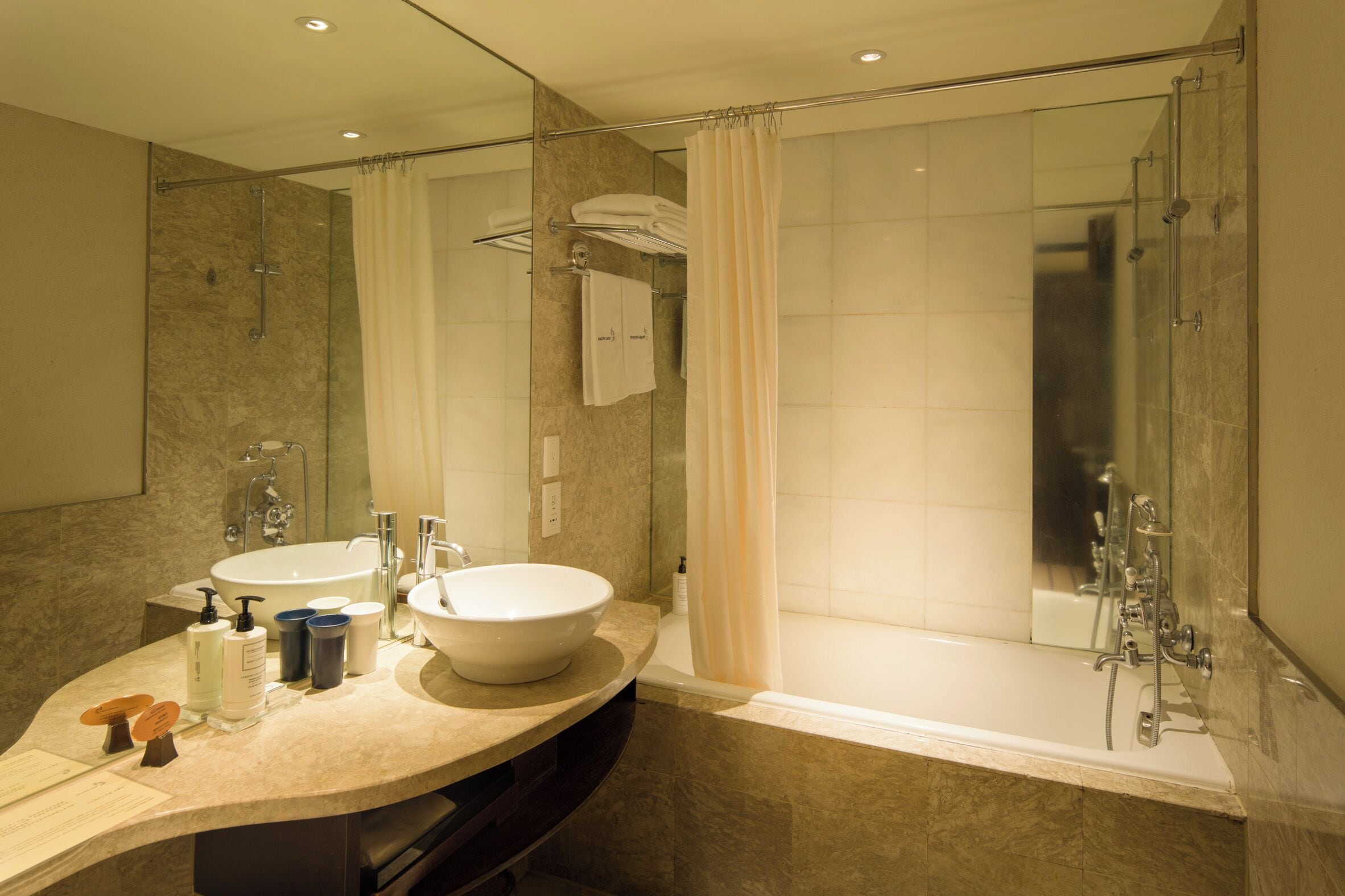 standard double room (washlet equipped) | bathroom | separate bathtub and shower, deep-soaking bathtub, rainfall showerhead