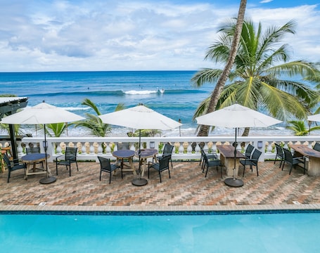 On the beach, beach towels