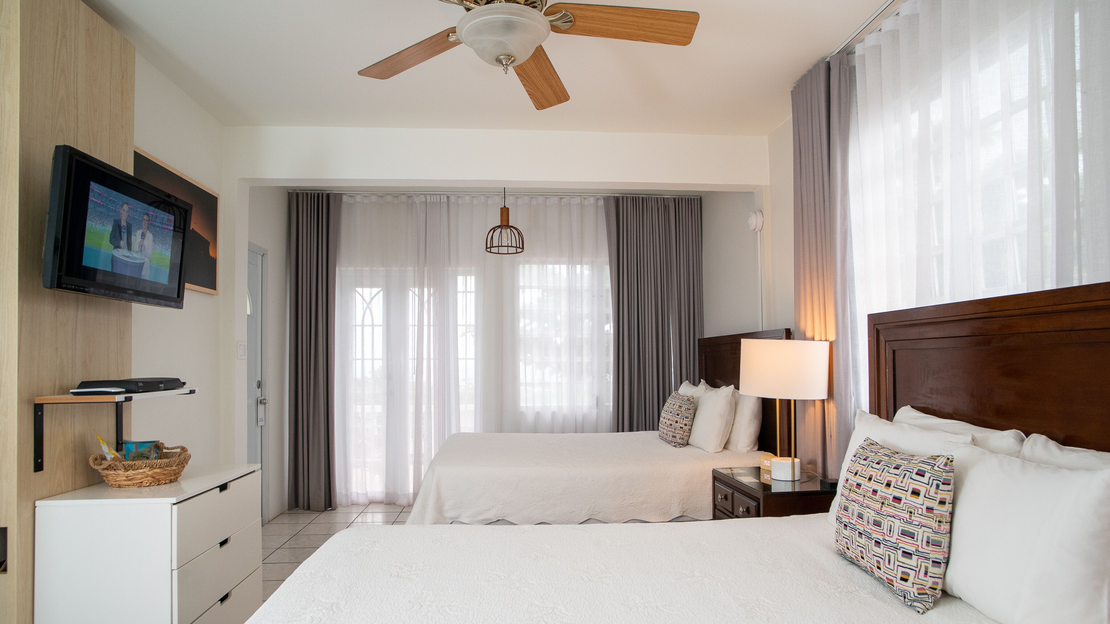 terrace two beds | premium bedding, pillow-top beds, individually decorated