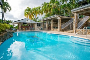 Outdoor pool, open 10:00 AM to 10:00 PM, sun loungers