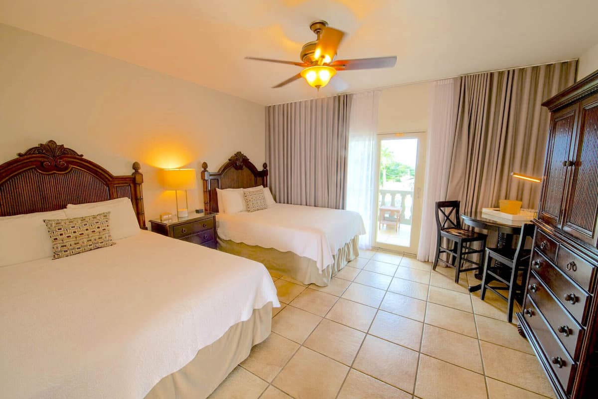 Poolside Two Queen | Premium bedding, pillow-top beds, desk, blackout curtains