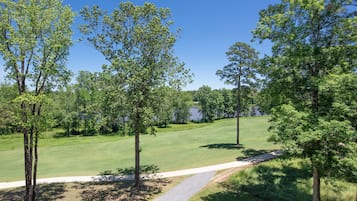 Play a round of golf amidst lush trees and a well-maintained fairway.