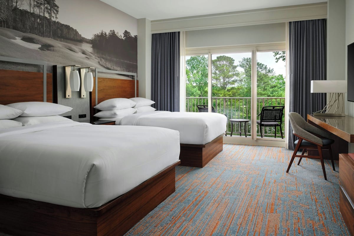 Room, 2 Queen Beds | In-room safe, desk, laptop workspace, blackout drapes