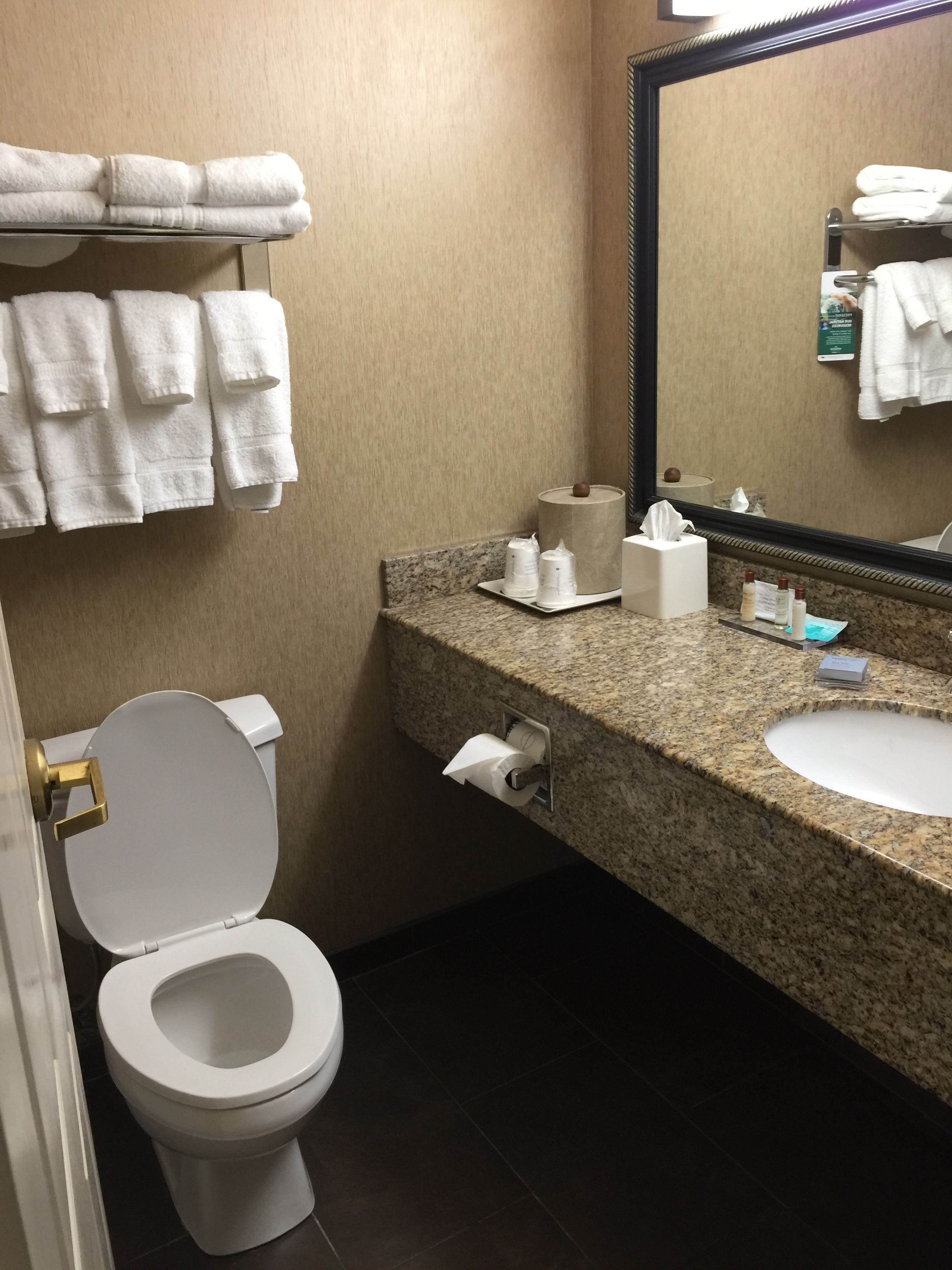 free toiletries, hair dryer, towels