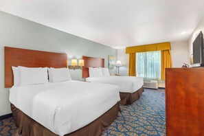 Standard Room, 2 Queen Beds, Non Smoking, Refrigerator & Microwave | 1 bedroom, desk, laptop workspace, iron/ironing board