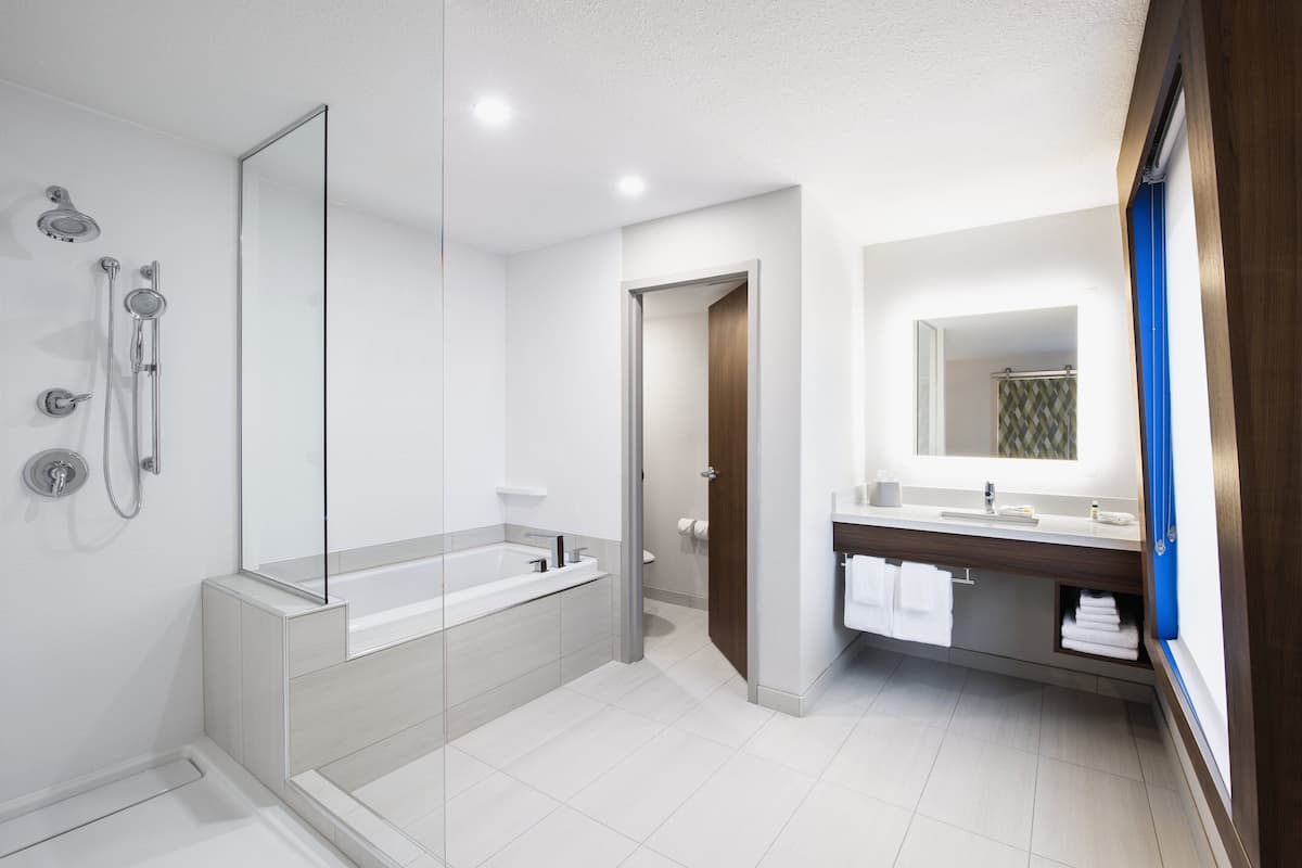 suite, 1 bedroom | bathroom | combined shower/bathtub, free toiletries, hair dryer, towels