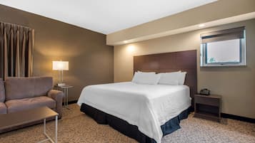 Pillowtop beds, desk, blackout drapes, iron/ironing board