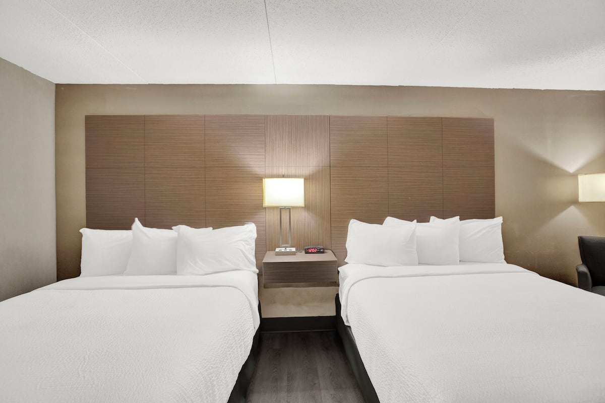 1 bedroom, desk, laptop workspace, blackout curtains