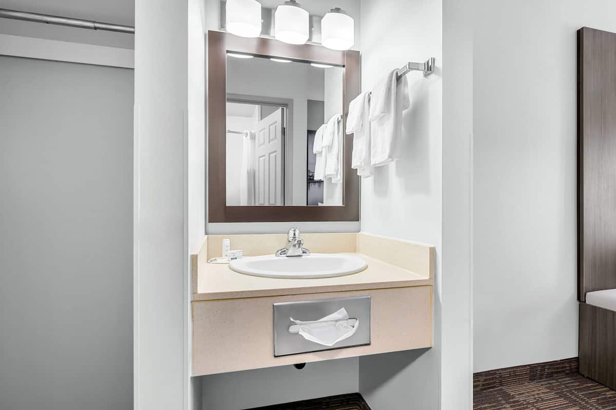 standard room, 2 queen beds | bathroom | free toiletries, hair dryer, towels, soap