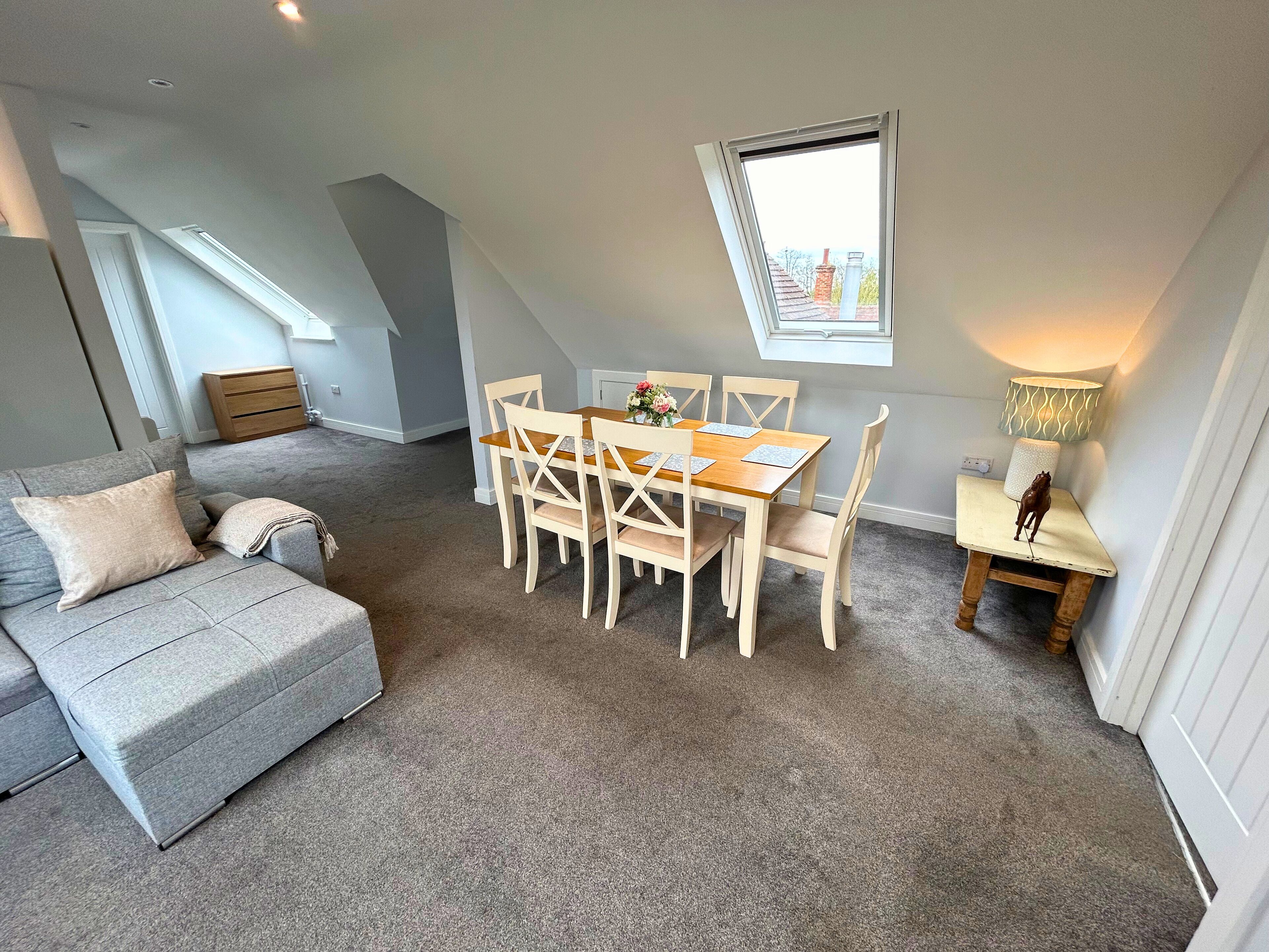 apartment | premium bedding, desk, laptop workspace, iron/ironing board