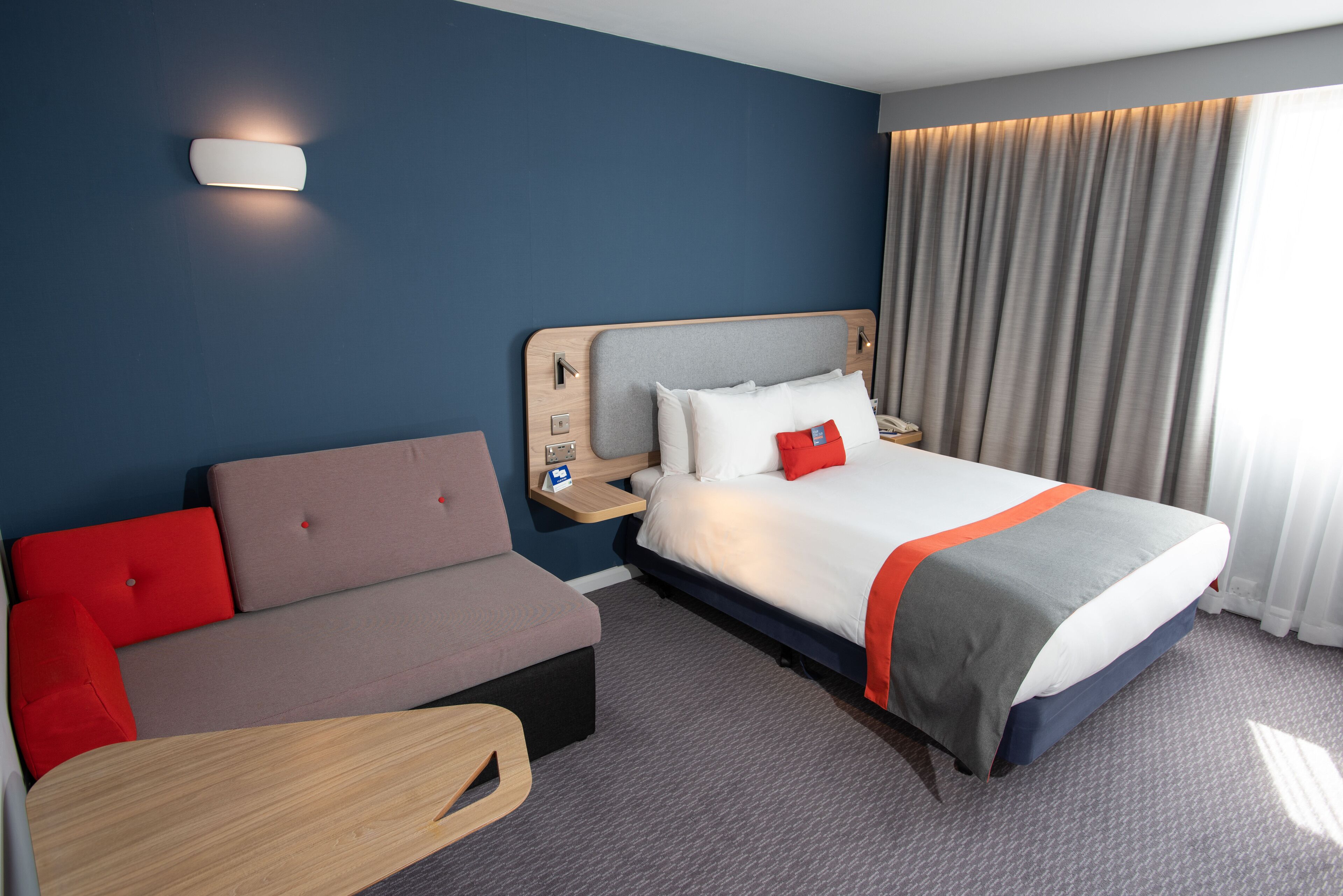 1 bedroom, desk, blackout curtains, iron/ironing board