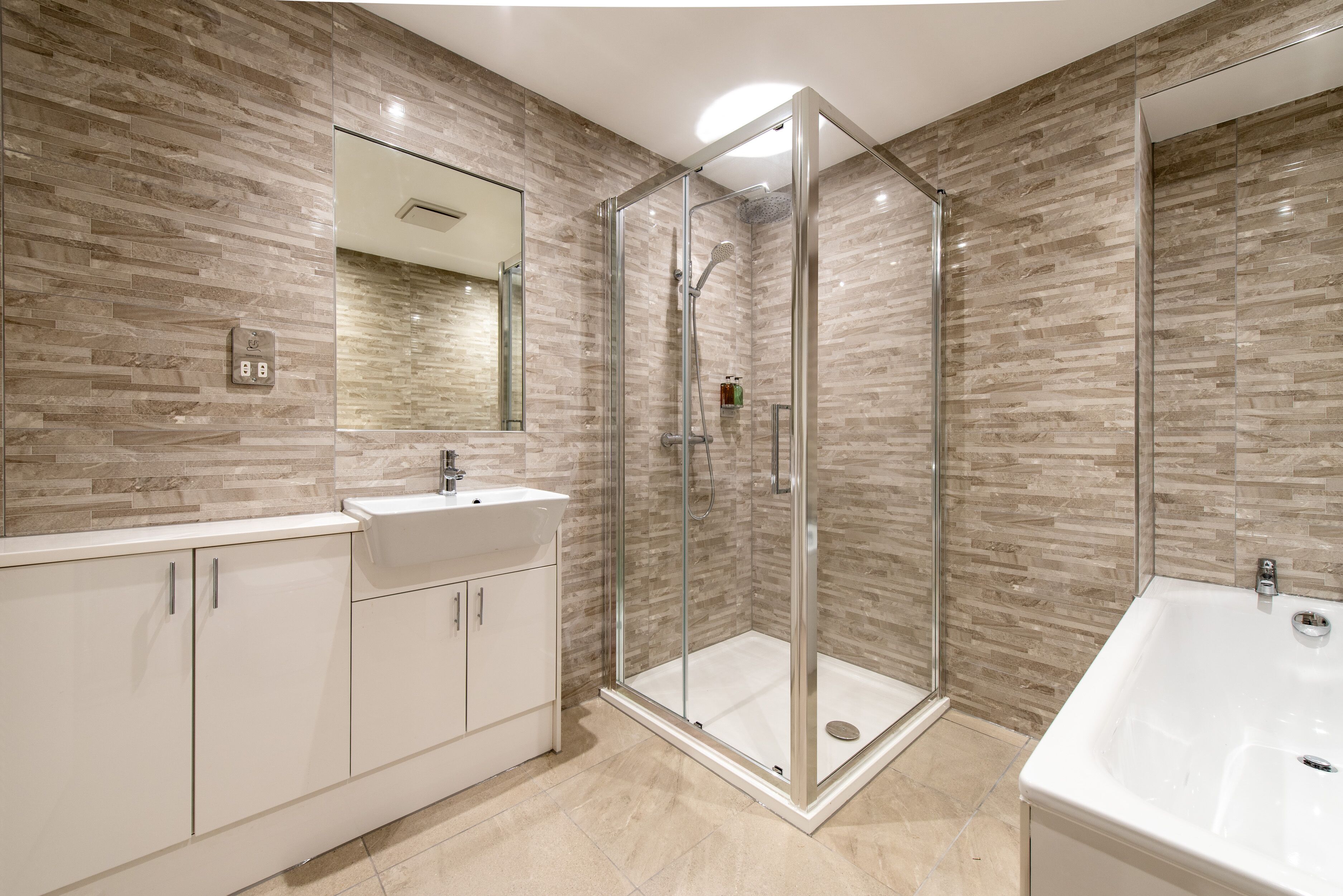 royal scots club at 34a, lower ground floor | bathroom | shower, designer toiletries, hair dryer, towels