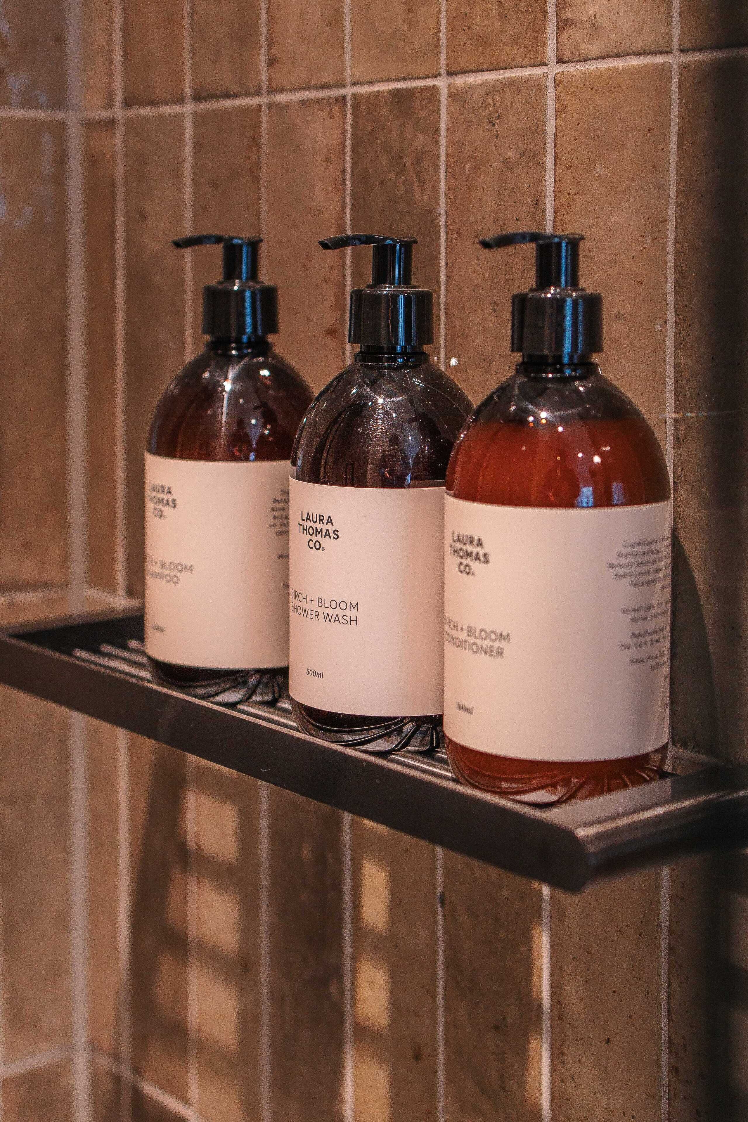 shower, eco-friendly toiletries, hair dryer, bathrobes