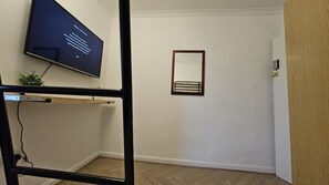 Desk, bed sheets
