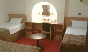 Desk, free WiFi, bed sheets