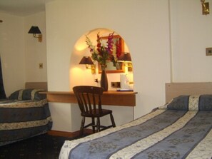 Desk, free WiFi, bed sheets