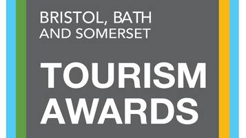 A tourism awards plaque for Bristol, Bath, and Somerset for the year 2019/20, indicating it is a finalist.