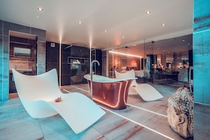 The Garden Suite | Bathroom | Designer toiletries, hair dryer, bathrobes, towels