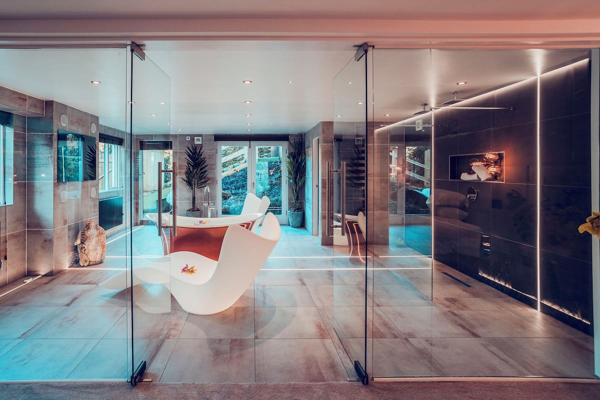 The Garden Suite | Bathroom | Designer toiletries, hair dryer, bathrobes, towels