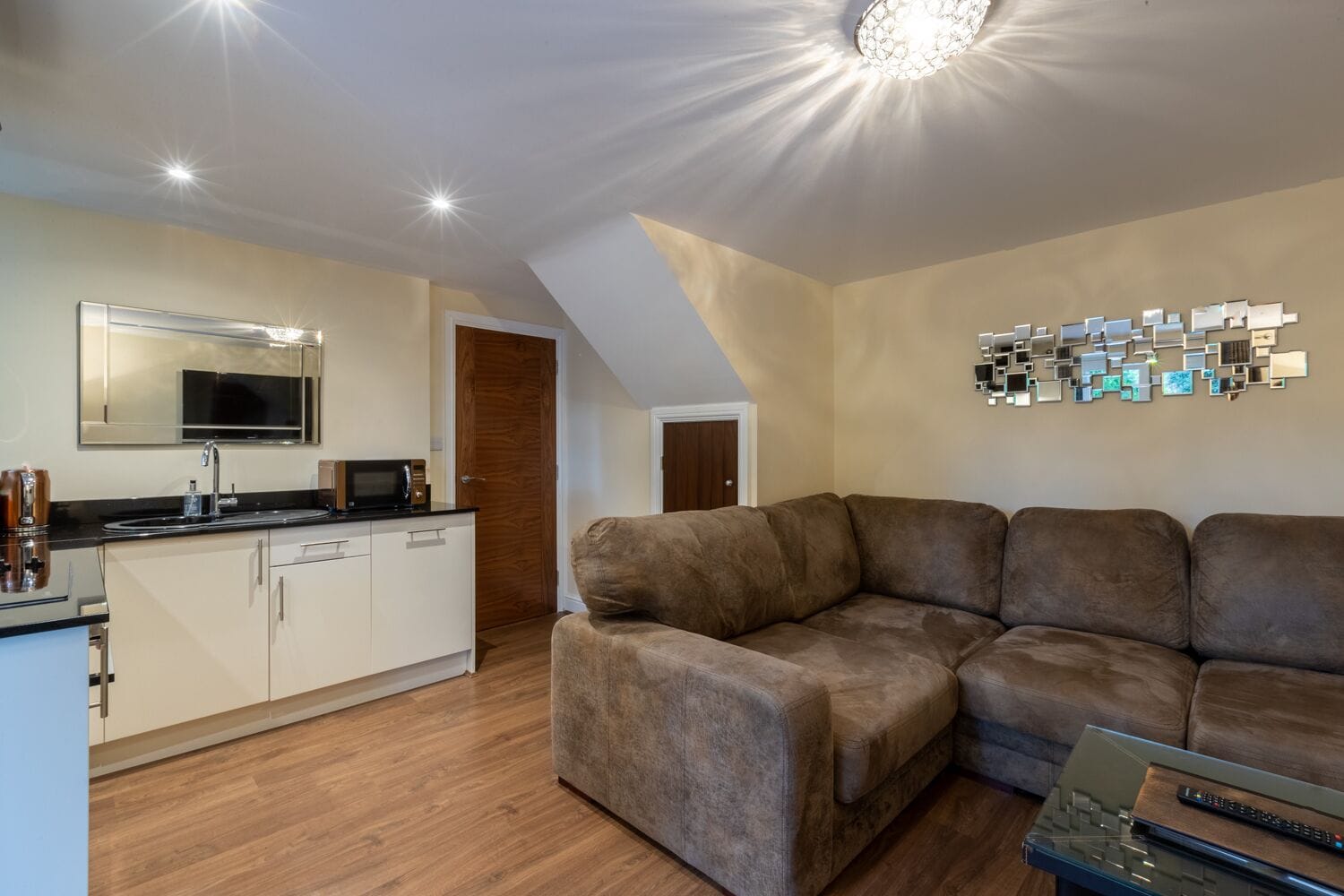 two bedroom first floor apartment on two levels | private kitchen | coffee/tea maker, electric kettle