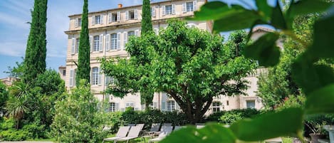 Outdoor pool, sun loungers