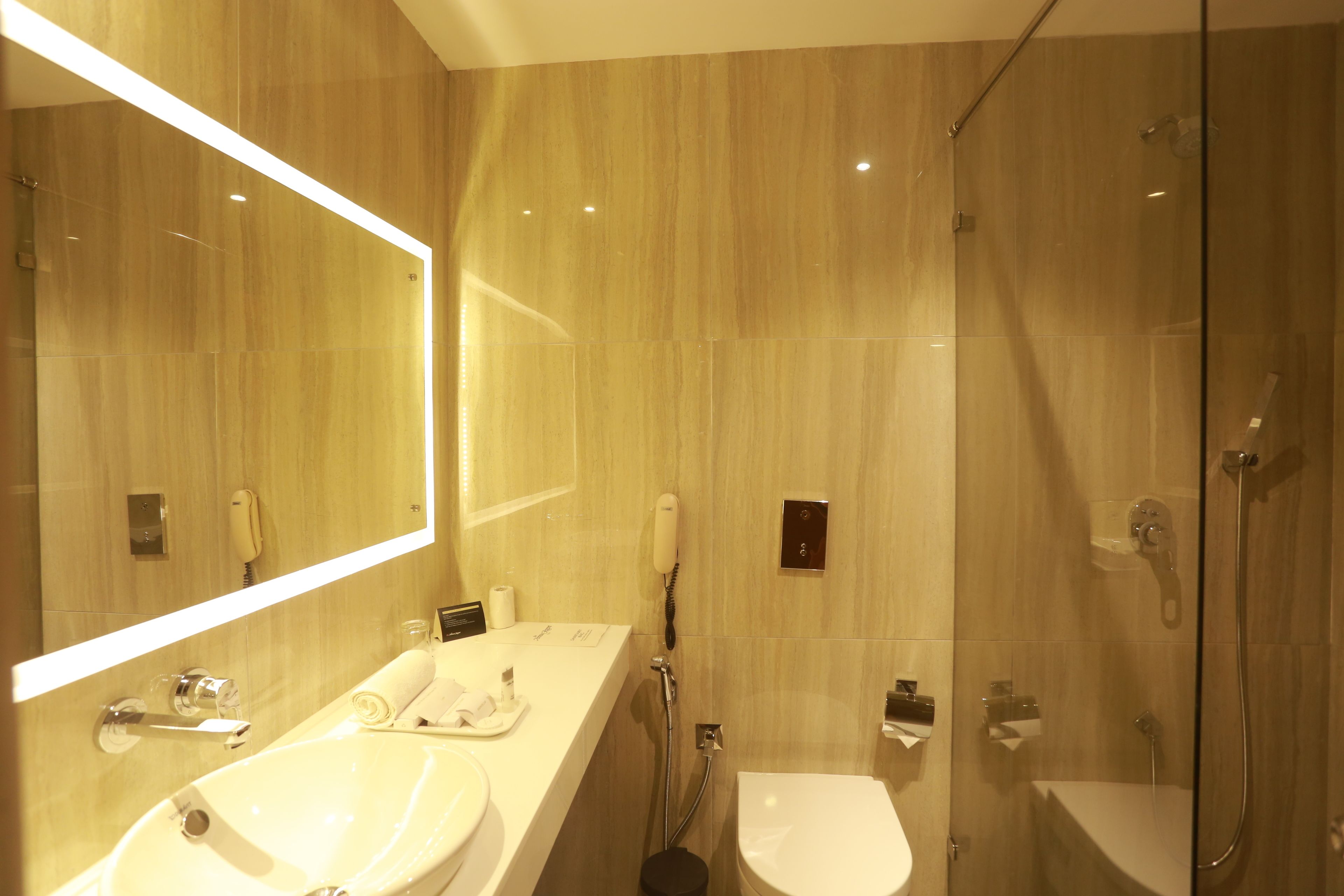 free toiletries, hair dryer, bathrobes, slippers