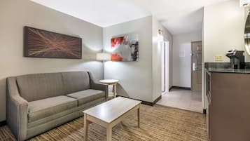 Premium bedding, pillowtop beds, desk, laptop workspace