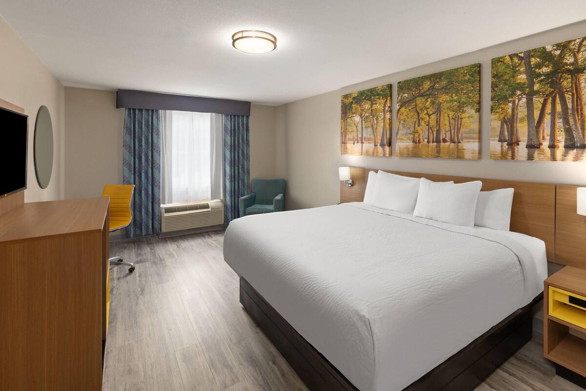 Room, 1 King Bed, Accessible | Desk, iron/ironing board, free cots/infant beds, free WiFi