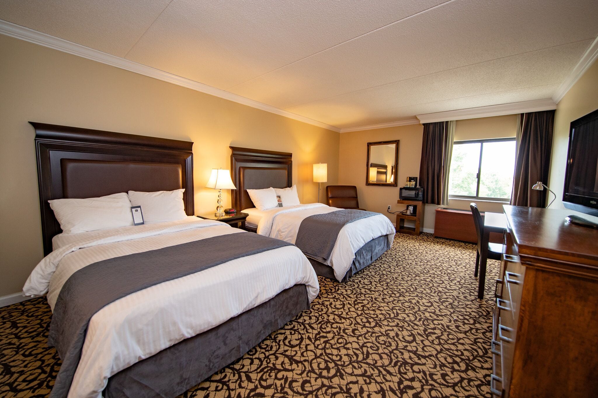 double double room | premium bedding, desk, blackout curtains, iron/ironing board