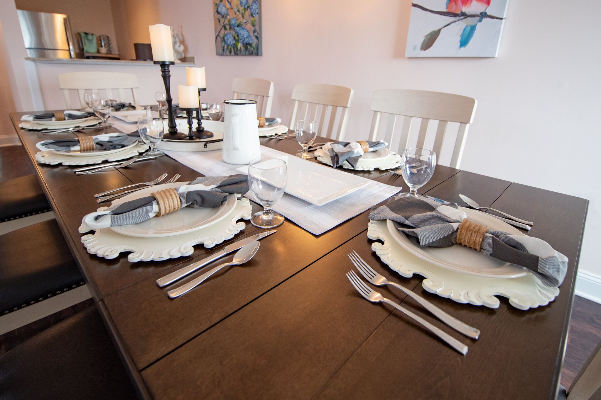 premium bedding, desk, blackout curtains, iron/ironing board