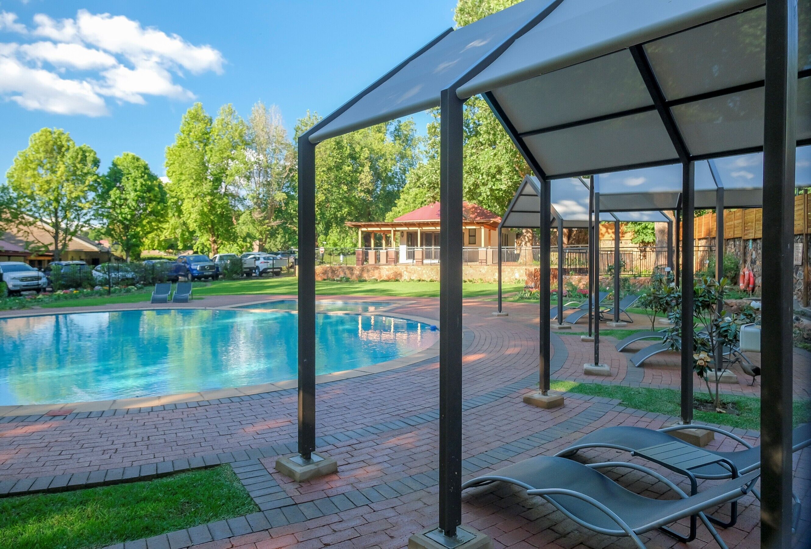 Outdoor pool, pool loungers