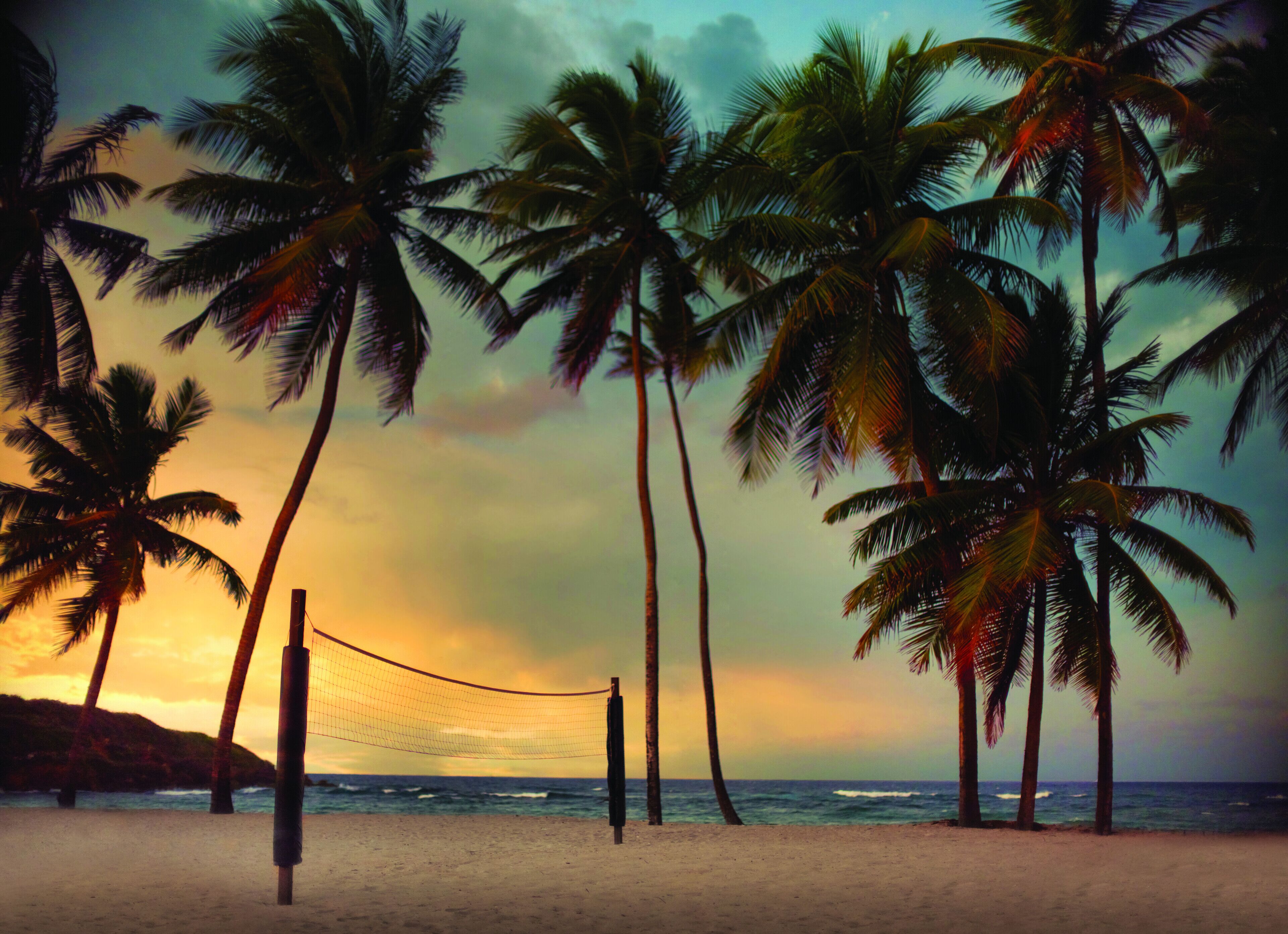 On the beach, sun-loungers, beach towels