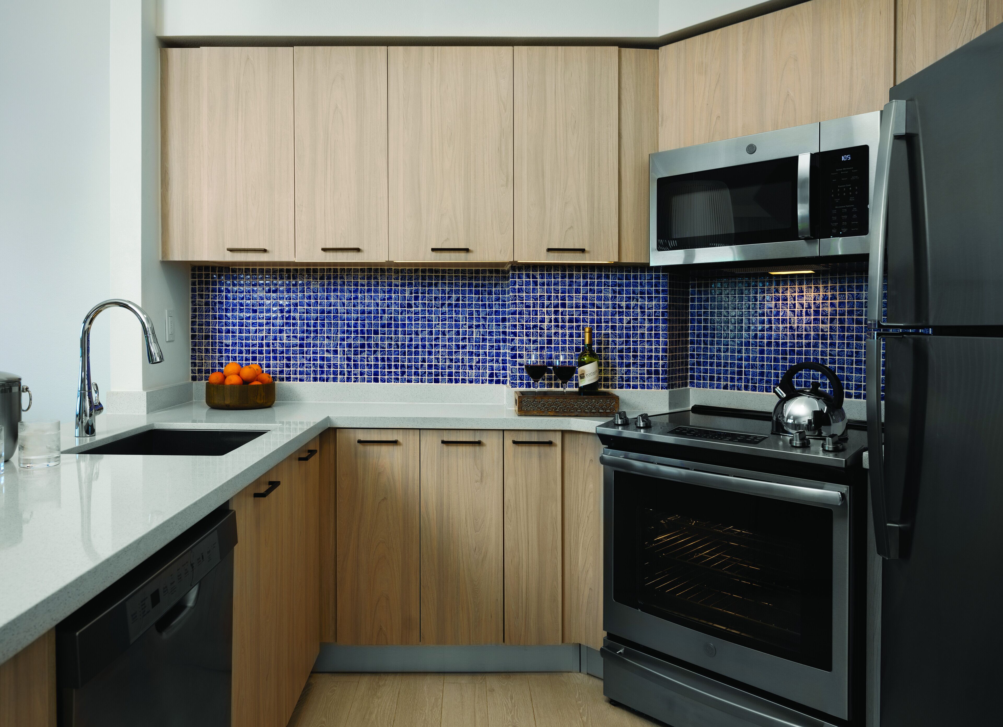 mini-fridge, stovetop, coffee/tea maker, toaster