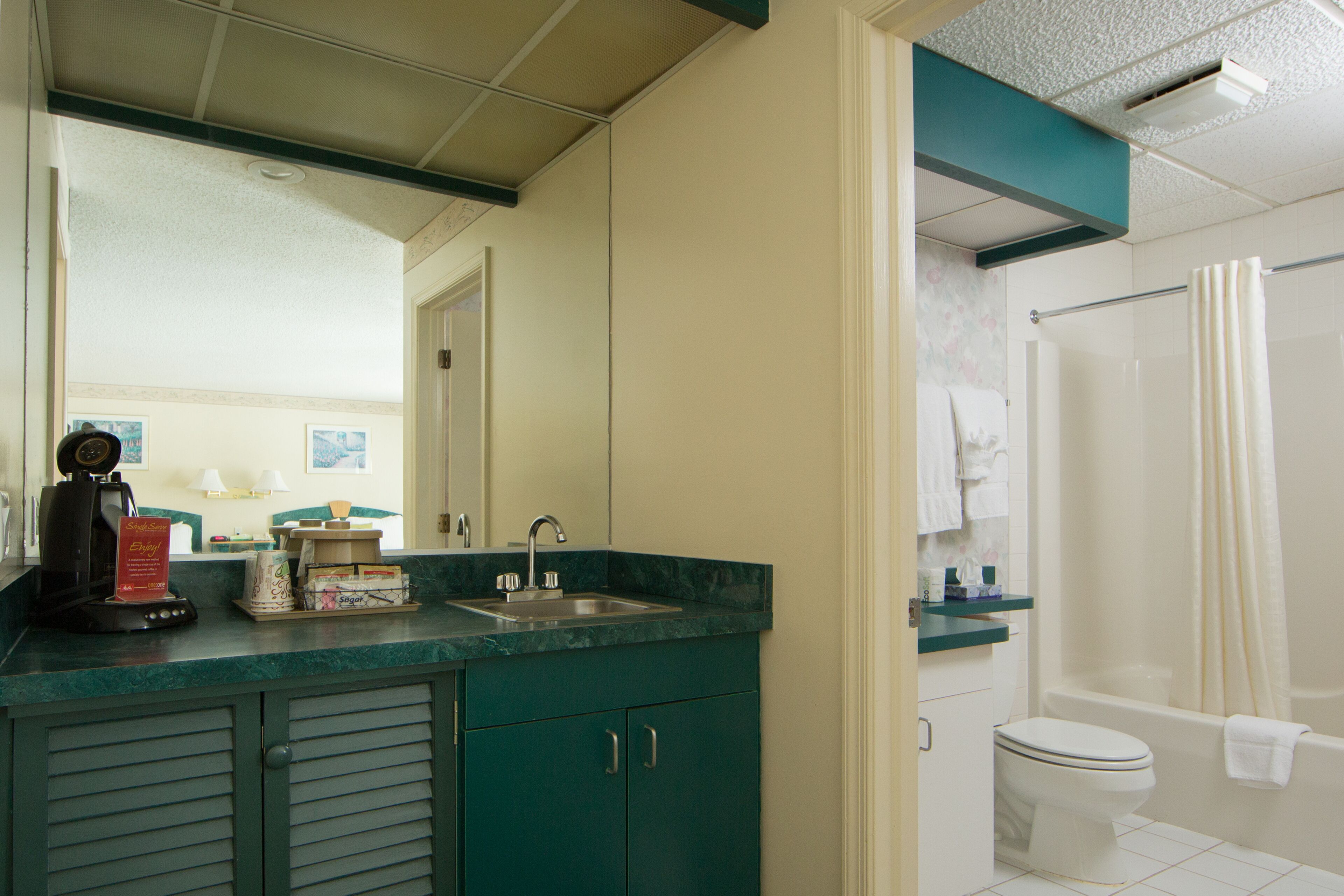 Une salle de bain avec un lavabo, des toilettes et une douche.