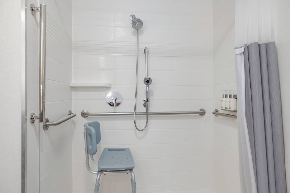 standard room, 1 queen bed, roll-in shower (mobility accessible) | premium bedding, desk, iron/ironing board, free wifi