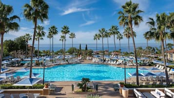 5 outdoor pools, pool umbrellas