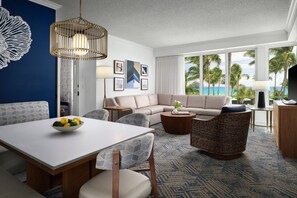 Villa, 1 Bedroom, Balcony (Oceanfront) | Living area | 27-inch flat-screen TV with cable channels, TV, DVD player - Marriott's Ocean Pointe (Singer Island)