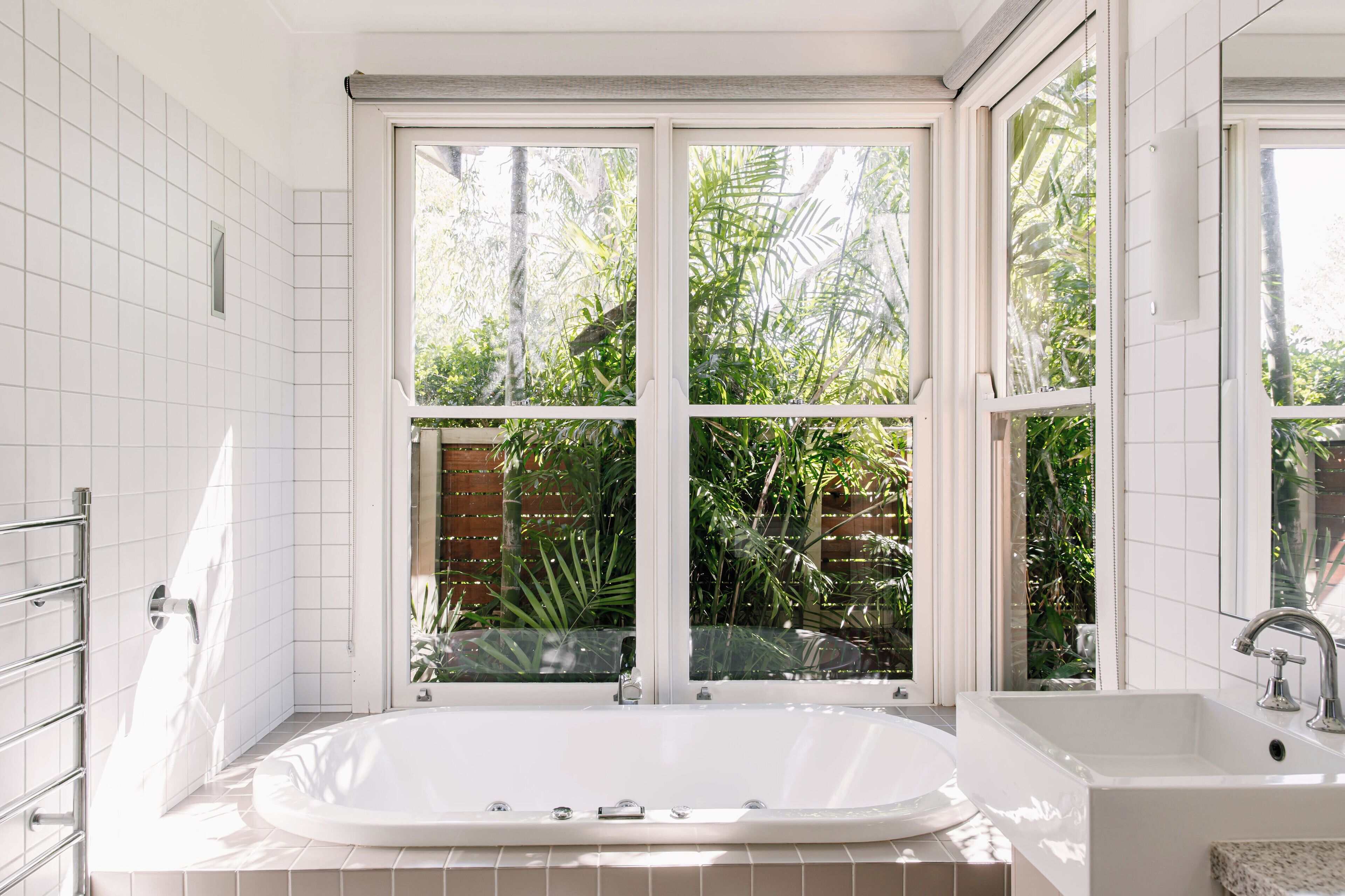 shower, hydromassage showerhead, designer toiletries, hair dryer