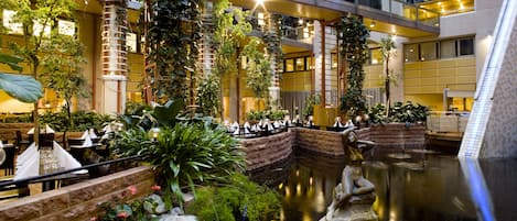 Breakfast, dinner served; international cuisine, garden views