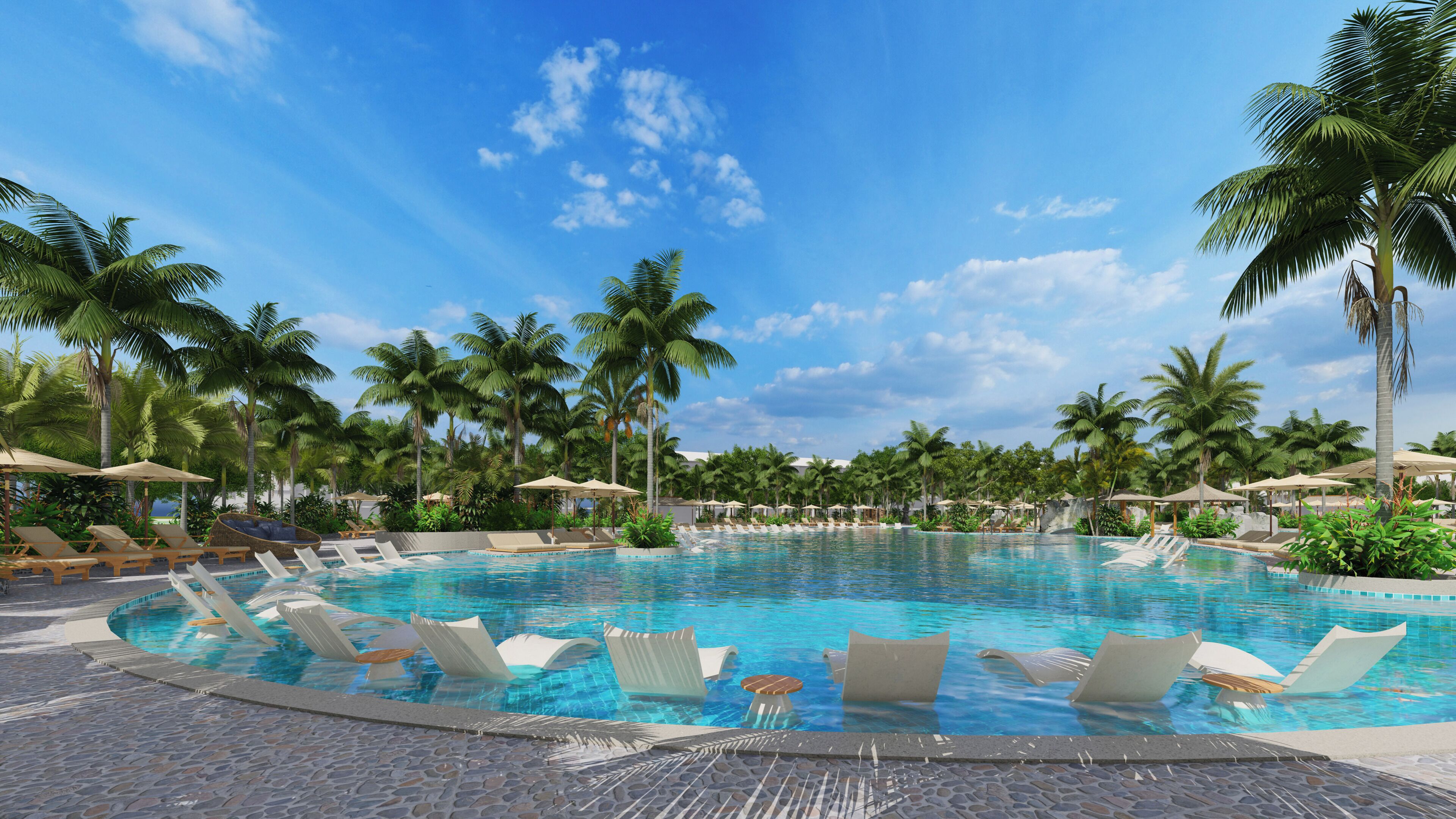 4 outdoor pools, open 7:00 am to 7:00 pm, free pool cabanas