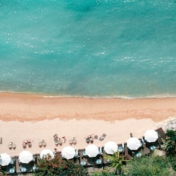 On the beach, free beach cabanas, sun loungers, beach umbrellas