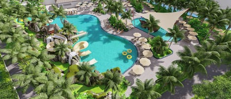 4 kolam renang outdoor, dengan cabana gratis dan payung kolam renang