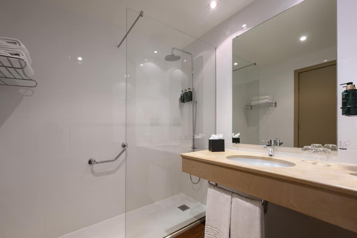 free toiletries, hair dryer, bidet, towels