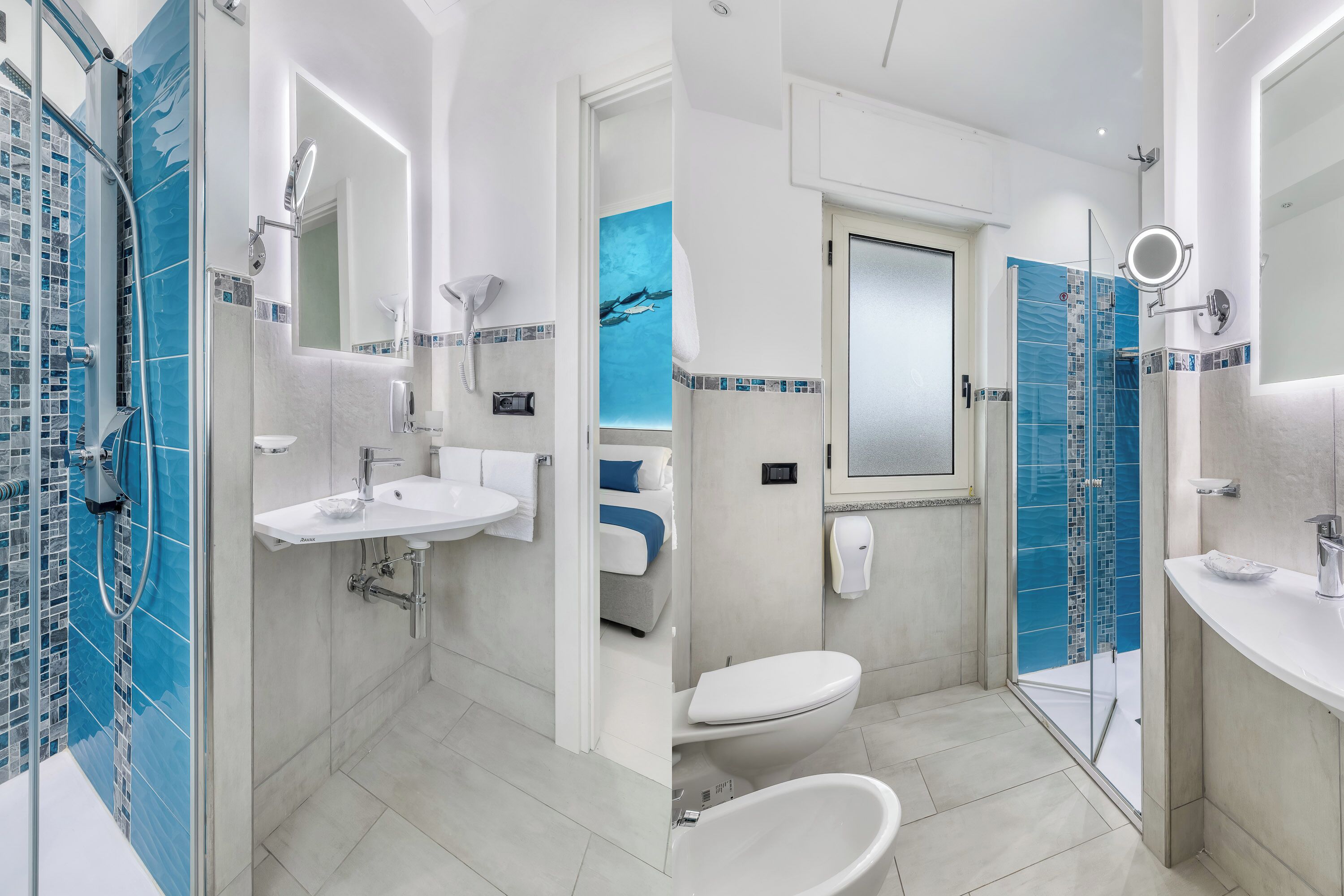 Shower, free toiletries, hair dryer, bidet